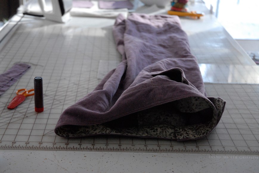 purple cords sewing table