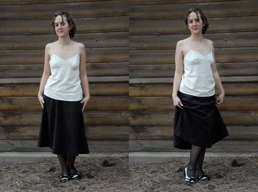 pinstripe skirt and top