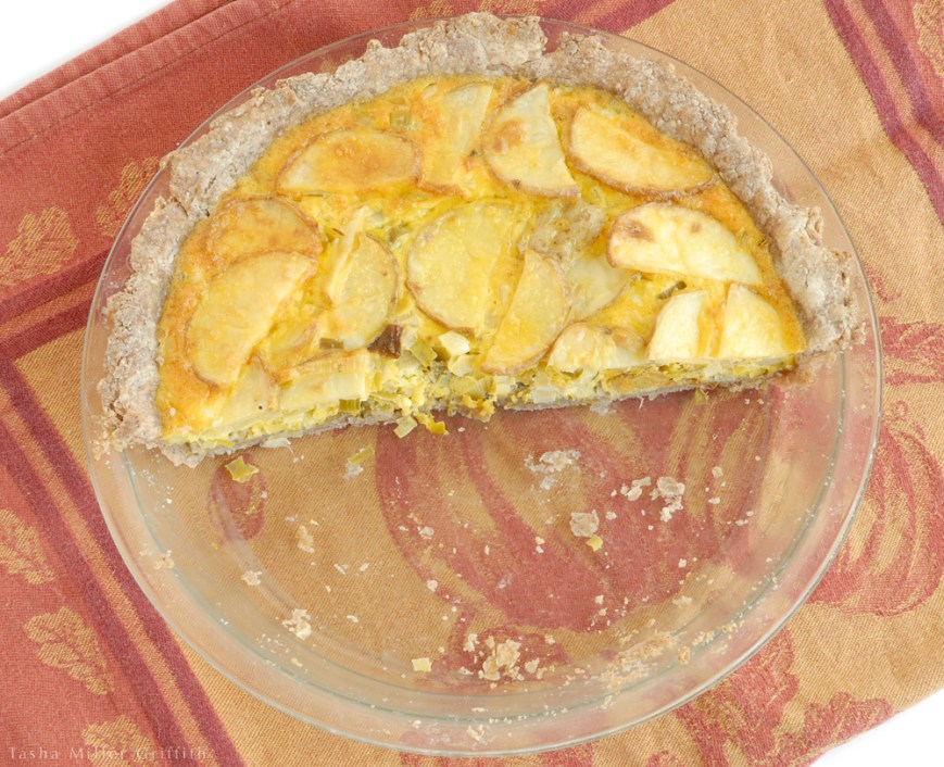 leek potato green chile tart