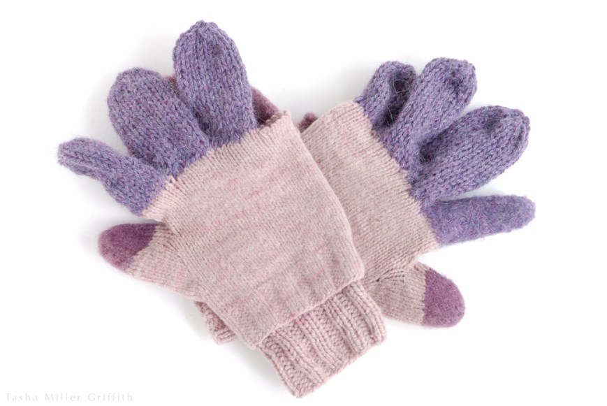 purple mittens unfelted fingers