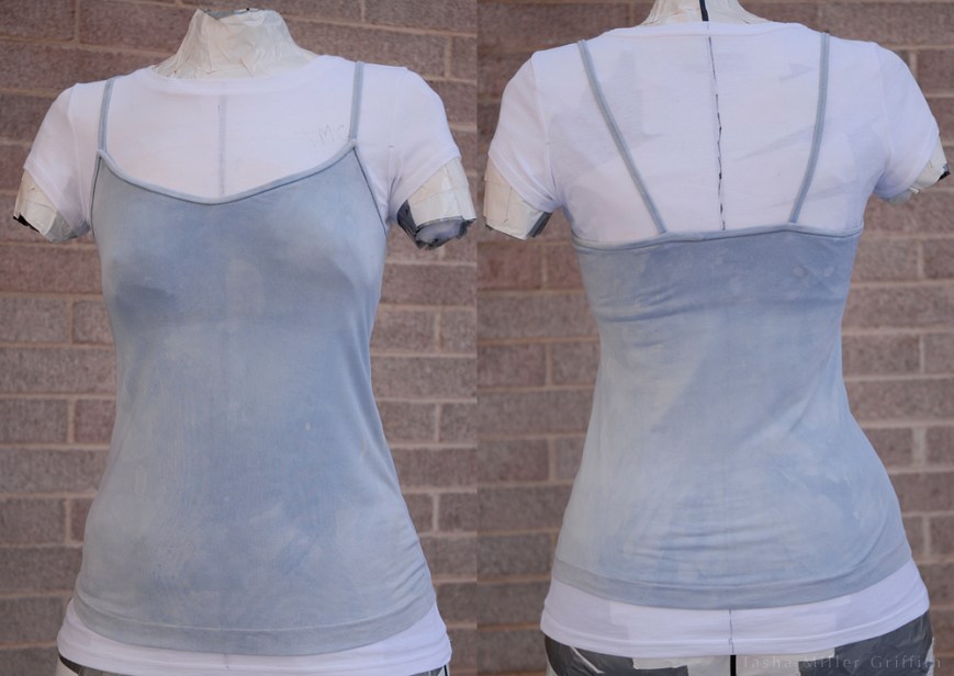 blue silk cami on form