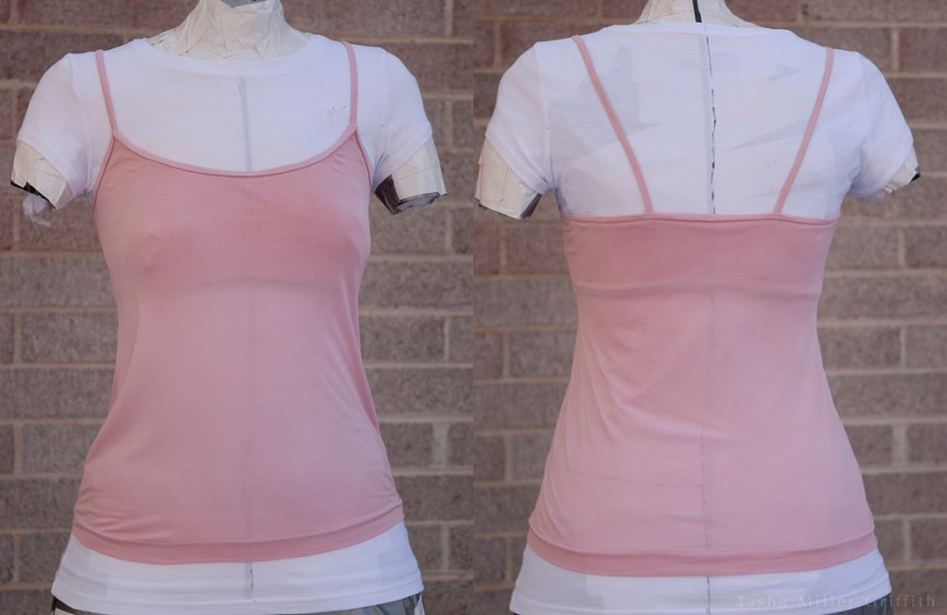 pink silk cami on form