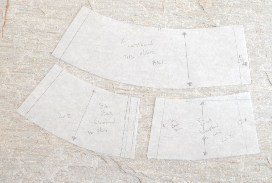 pants waistband back pattern pieces
