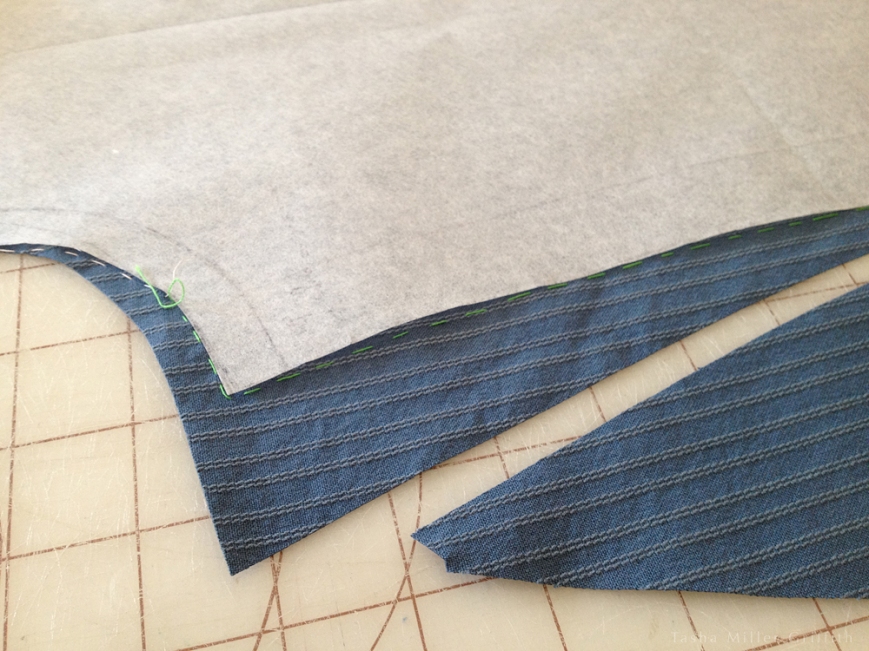 blue stripe trous cutting inseam