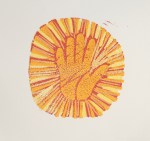 I'm kind of obsessed with the hand as a symbol of the ideas I hold dear. This was my design in a reductive printing process we tried.