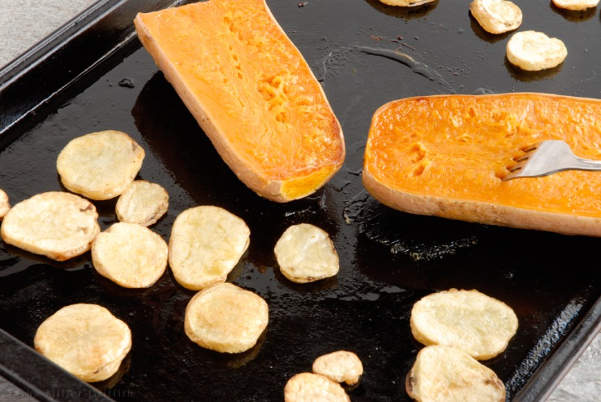 roasted butternut with potatoes