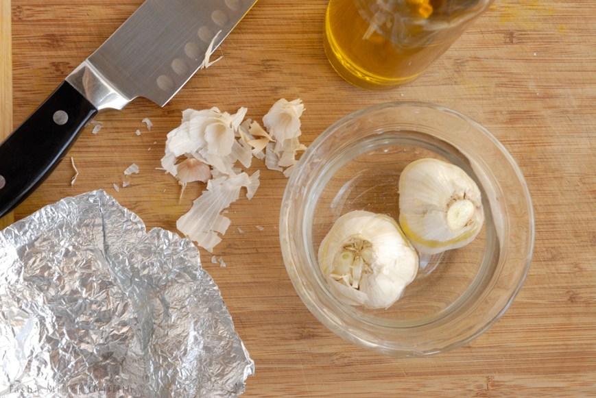 roasting garlic before
