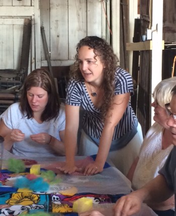 Tasha teaching felting Flag Wool