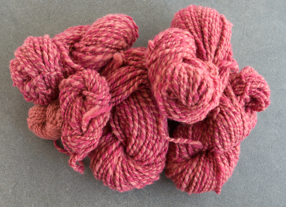 pink handspun yarn
