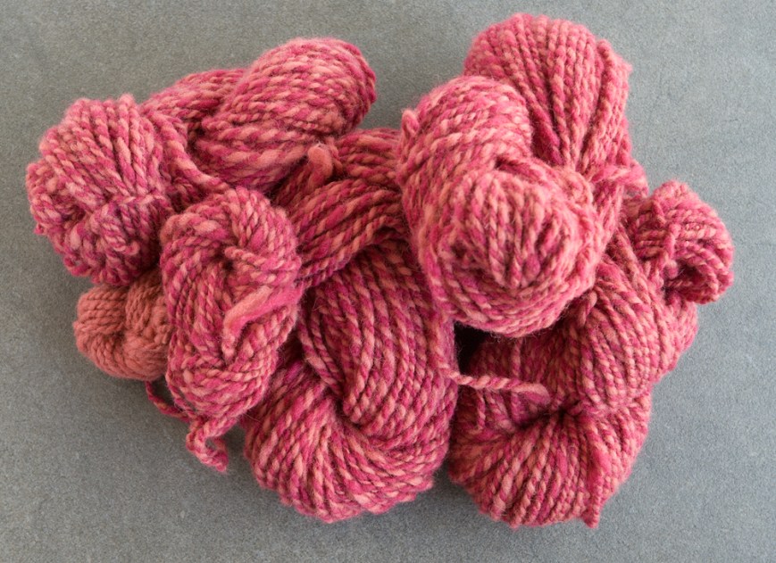 pink handspun yarn